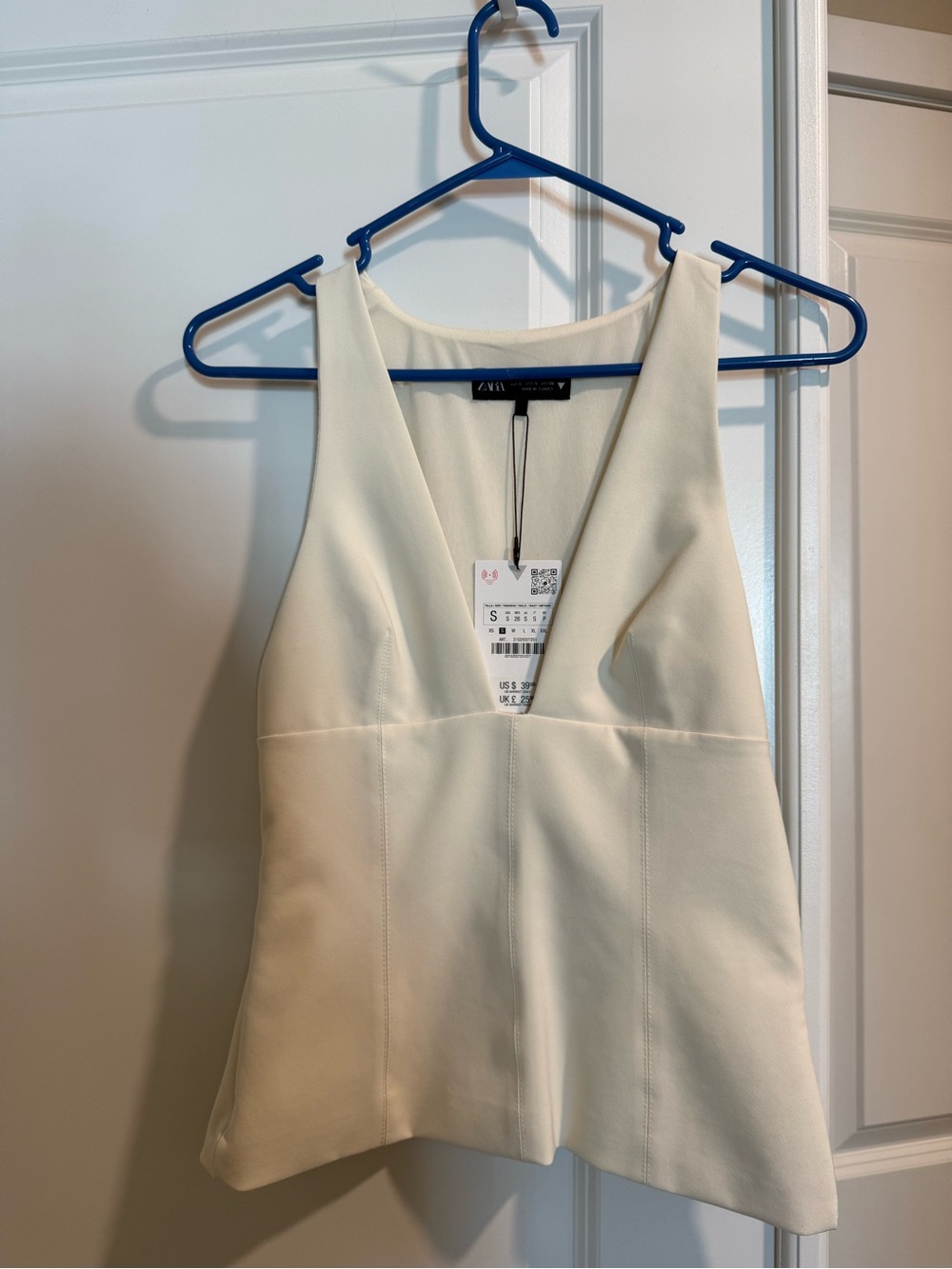Zara Cream Strapless V-Neck Top
